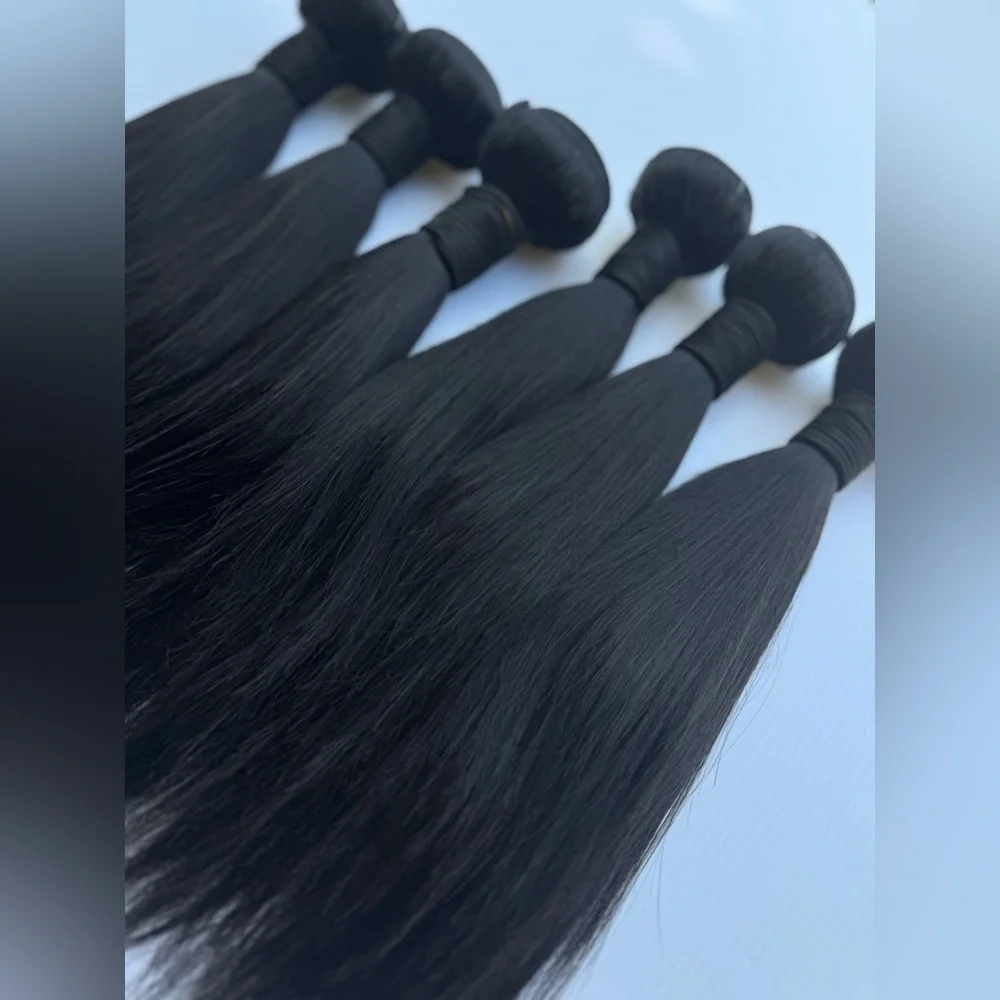 Human hair Blend 10 In & 12 In Bundle Lot Black Straight Hair | 6 pieces lot!